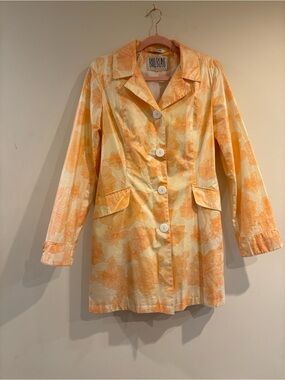 bill blass Yellow Floral Button-Front Trench Coat